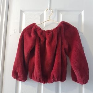 5/$20 fuzzy plush burgundy red vintage sweater